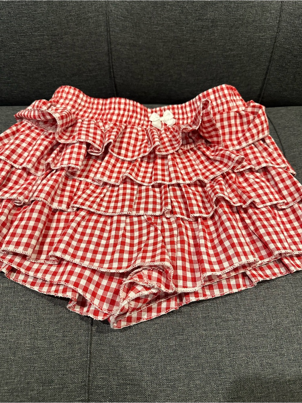 SHEIN Red Gingham Ruffle Skort